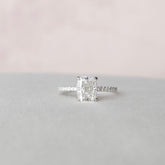 1.5 CT Cushion Hidden Halo Pave Moissanite Engagement Ring 2
